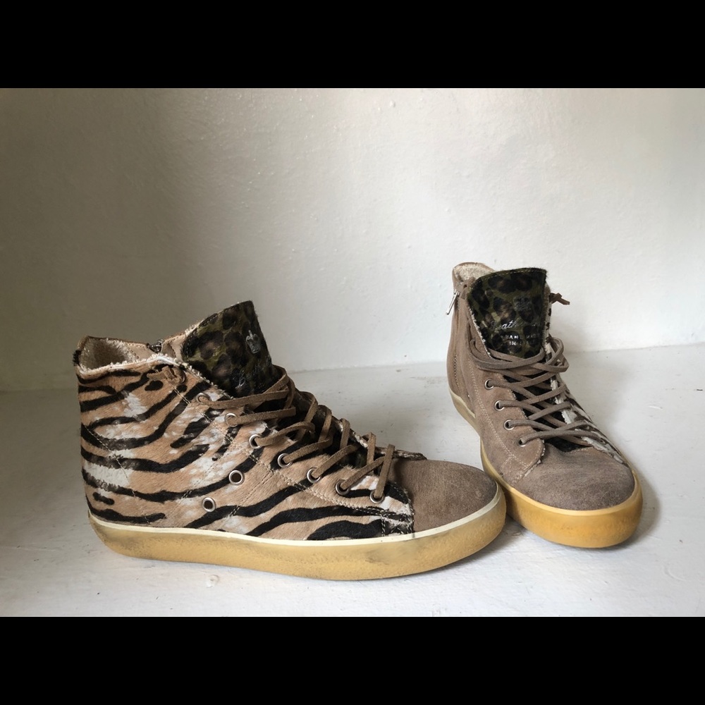 Leather Crown Animal Print Sneakers